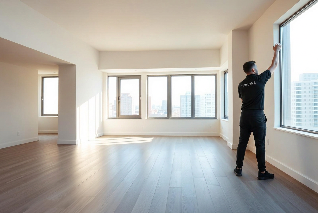 Post-construction cleanup in a brand new luxury unit